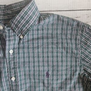 Ralph Lauren Green And Blue Plaid Long Sleeved Button‎ Down Size  XL  Cotton